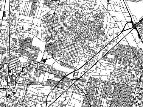 Vector road map of the city of  Tultepec in Mexico with black roads on a white background.