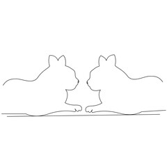 Continuous one line cat  outline vector art hand drawing