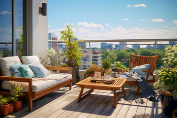 Fototapeta premium Modern balcony interior design with chair