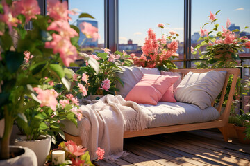 Obraz premium Modern balcony interior design with chair