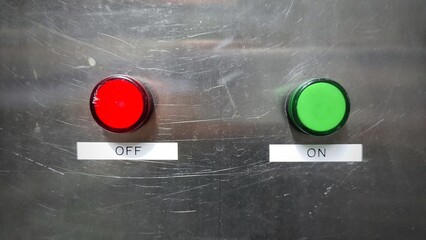 Control panel of the industrial machine in factory with switch and indicator lamp