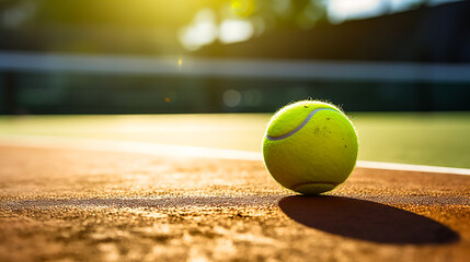Tennis ball on court closeup
