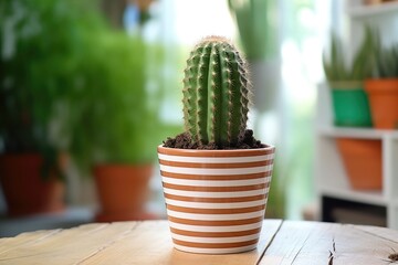 cactus in a pot with paper stack in backdrop