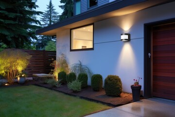 modern motion sensor led light on a house exterior