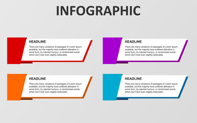 4 step infographic elements in full color for presentations, posters and banners.