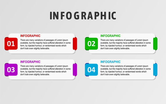 4 step infographic elements in full color for presentations, posters and banners.