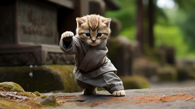 Kitten in Kung Fu Stance