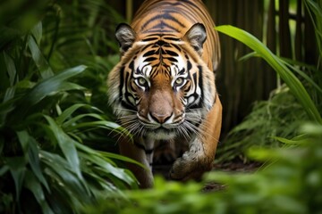 Fototapeta premium a tiger prowling through a jungle