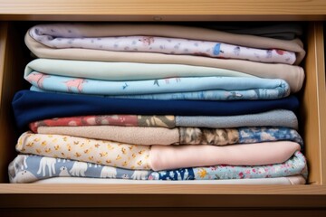soft baby blankets neatly folded in an open drawer