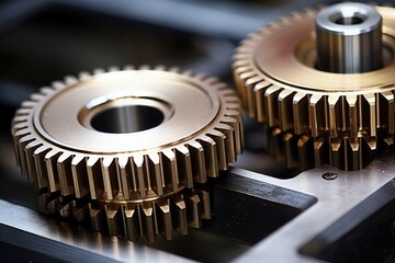 two interlocked gears in a complex machinery