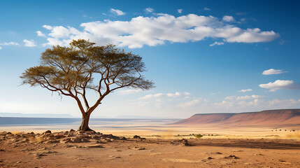 Single Tree in Arid Desert Landscape