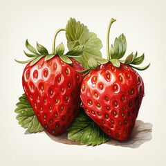watercolor Strawberry Teaclipart, Generative Ai