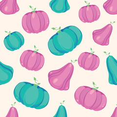 Seamless pattern of autumn pumpkins. Autumn background. Vector illustration