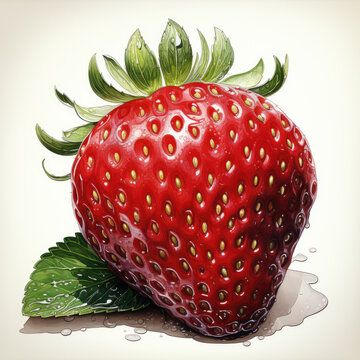 watercolor Strawberry Teaclipart, Generative Ai