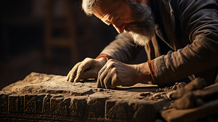 Archaeologist Dusting off Artifact