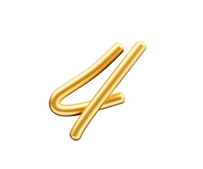 3d Golden Shiny Digit 4 Number Four Rounded Inflatable Font White Background 3d Illustration