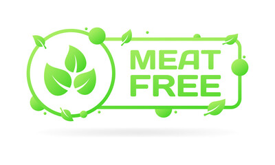 Meat free sign. Flat, green, leaves in a circle, meat free sign, meat free. Vector icon