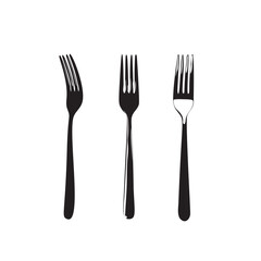 Fork Icon, Steel Dishware Symbol, Metal Forks Silhouette on White Background, Simple Minimal Forks