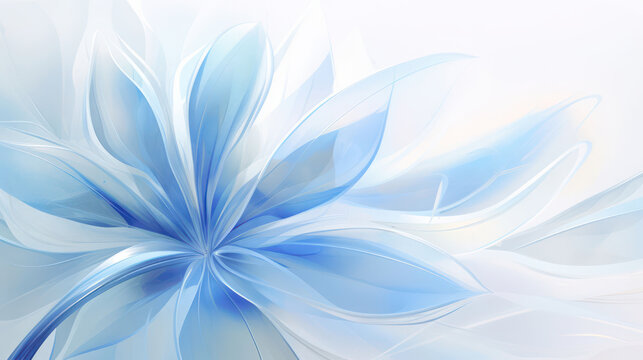 Abstract beautiful ice blue and white flower design, decorative background