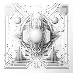 scifi lineart background vector white background 
