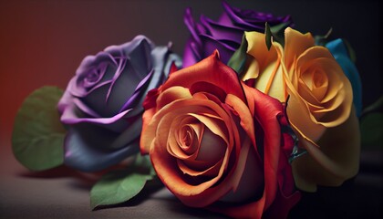 Fototapeta na wymiar colorful roses. Generative in ai