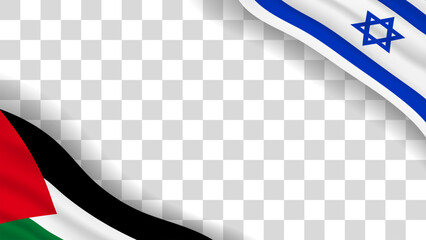 Flag of Israel and Palestine on fake transparent pattern background vector illustration.