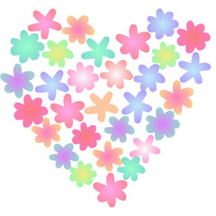 heart with flowers, gradient flower in heart shape