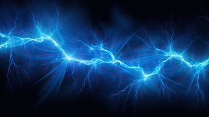 Abstract blue lightning on dark background - obrazy, fototapety, plakaty