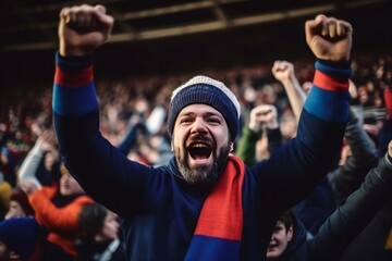 Sport fan celebration. People victory success of team sport. Generate Ai