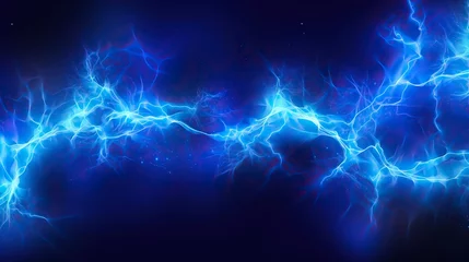 Deurstickers Abstract blue lightning on dark background © ellisa_studio