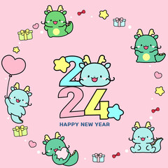 Obraz premium 2024 새해일러스트 