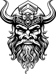 Viking Warrior Man Strong Mascot Face in Helmet