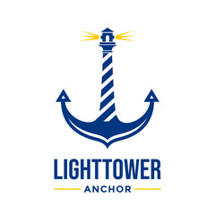 Light tower anchor vector logo template. © ismadesign