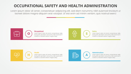 osha The Occupational Safety and Health Administration template infographic concept for slide presentation with box edge banner 4 point list with flat style