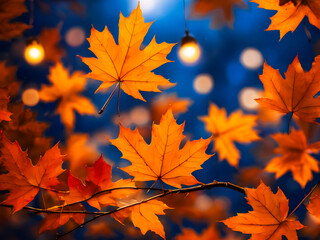 Maple leaves on a blurred background