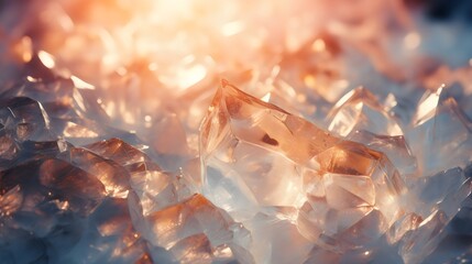 Illustration of delicate, translucent ice formations backlit by soft, pastel-colored lights, created by Generative AI, suitable for serene, winter, and magical themes. 