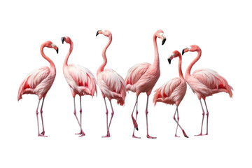 Naklejka premium Flamingo Troupe in Perfect Harmony on isolated background