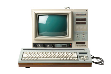 Classic Desk PC with Mechanical Typing on isolated background