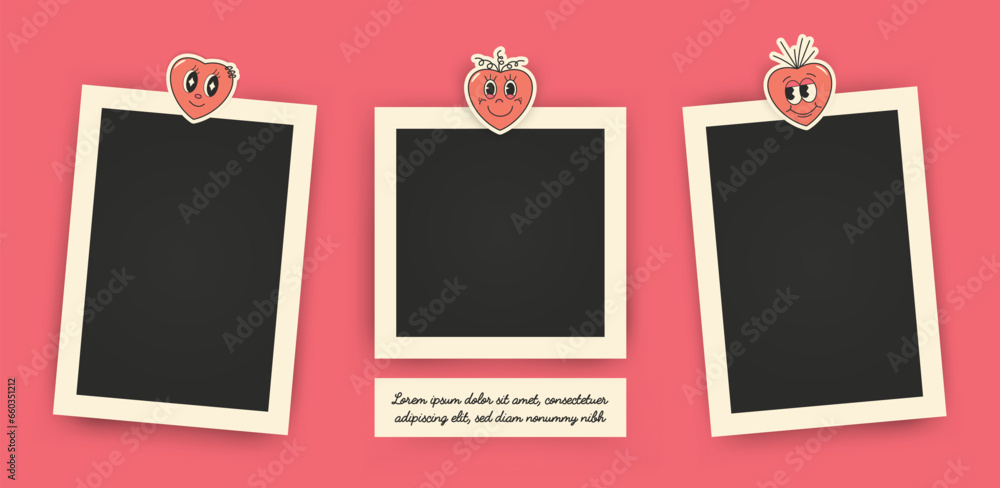 Poster set of instant photo frame mockups with shadows. photo album template. empty image for memory. blank
