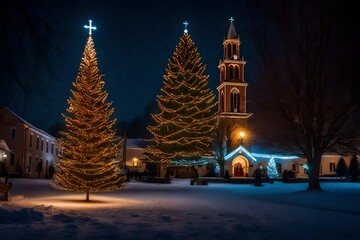 christmas tree at night