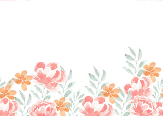 Vintage Rose and Orange Flower Watercolor Seamless Background