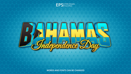 bahamas editable text effect with bahamas flag pattern suitable for poster design about holiday, Feast day or bahamas independence day moment