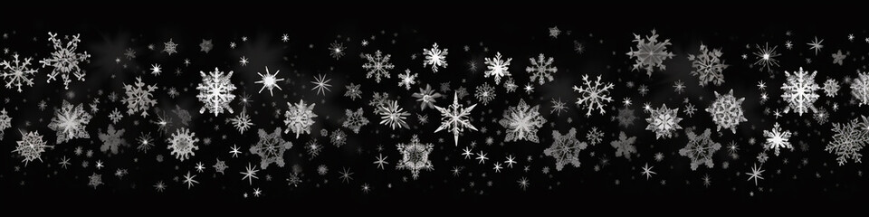 Fototapeta na wymiar White snowflakes on a black background. Generative AI.