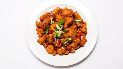Chinese food on white background, homemade chine cuisine with Vegetables