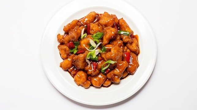 Chinese food on white background, homemade chine cuisine with Vegetables