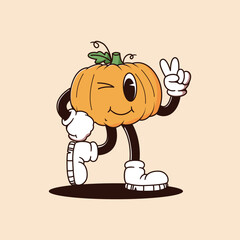 Halloween Retro Mascot Character Illustration