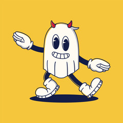 Halloween Retro Mascot Character Illustration