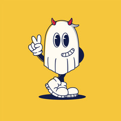 Halloween Retro Mascot Character Illustration