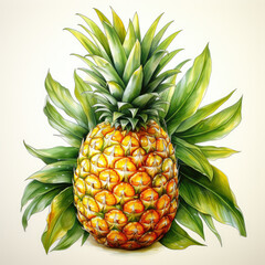 watercolor Pineapple clipart, Generative Ai - obrazy, fototapety, plakaty