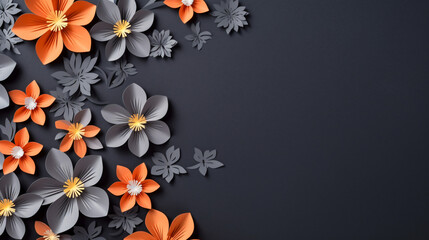 Flowers paper origami decoration background on the dark background